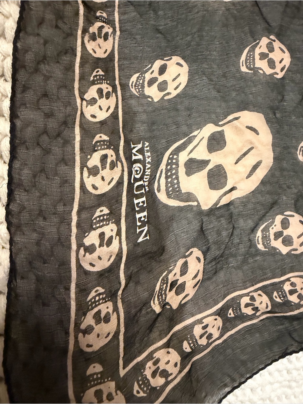 Alexander McQueen Black Skull Scarf | Iconic Y2K Designer